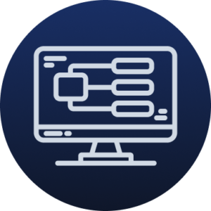 An illustration of a monitor with a user flow on the screen to represent UX design skill.